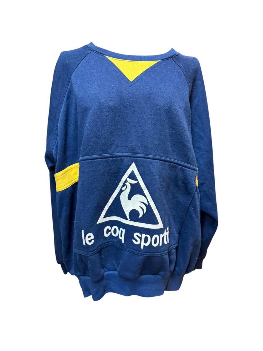 1980s Vintage Le Coq Sportif Blue & Yellow Crewneck Sweatshirt - Large